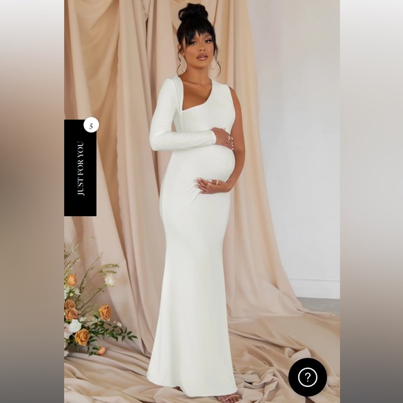 WHITE MATERNITY ONE SHOULDER BODYCON MAXI DRESS - Picture 2 of 2